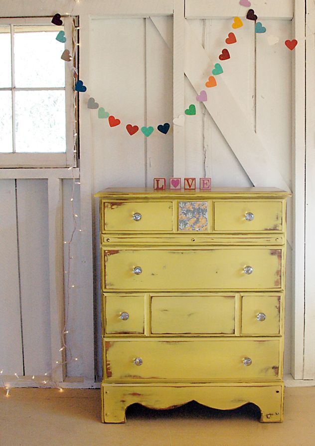 Distressed Yellow Dresser And How I, How To Paint And Distress A Dresser